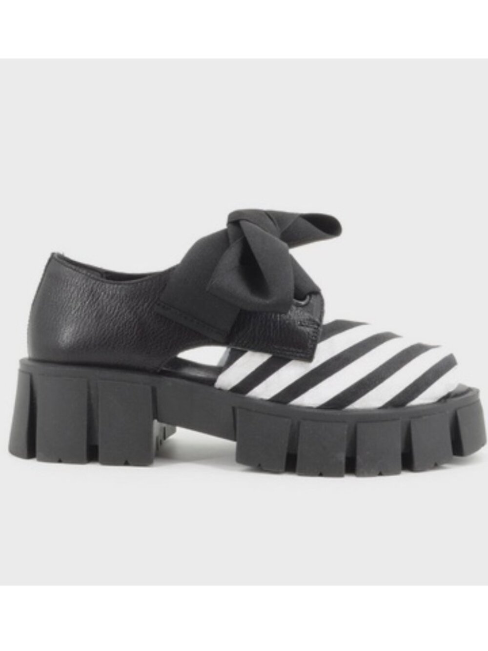 Papucei Black & White Striped Platform Lace-Up Sandals Size 8 EU 38
